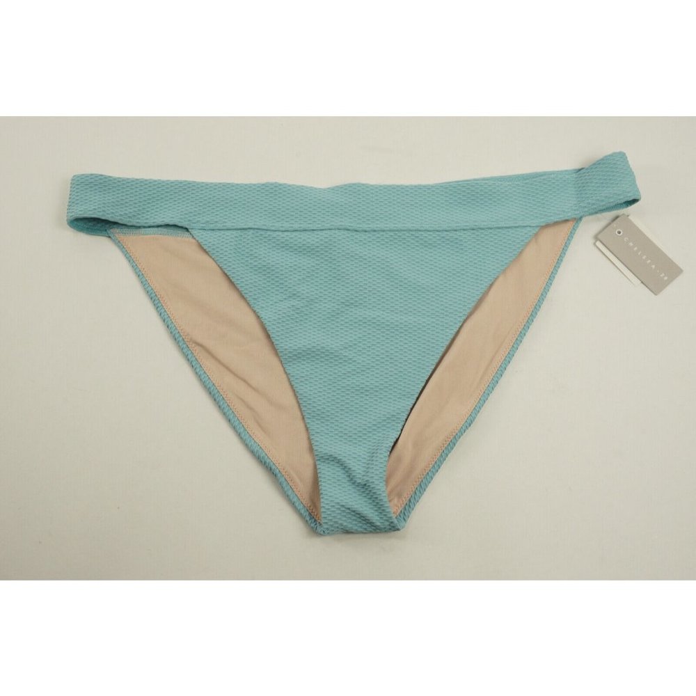 New Chelsea28 Banded Textured Bikini Bottoms Womens XL Blue Merchant Lined Nylon